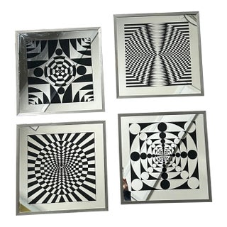 1970s Psychedelic Optical Art Mirrors - Set of 4 For Sale