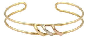 Late 20th Century 22087 - Cartier Trinity 18k Tri-Color Gold Open Double Wire Cuff Bracelet With Paper