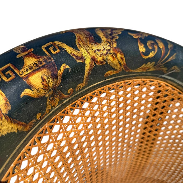 19th Century French Regency Gilt-Painted and Caned Tub Chair For Sale - Image 10 of 16