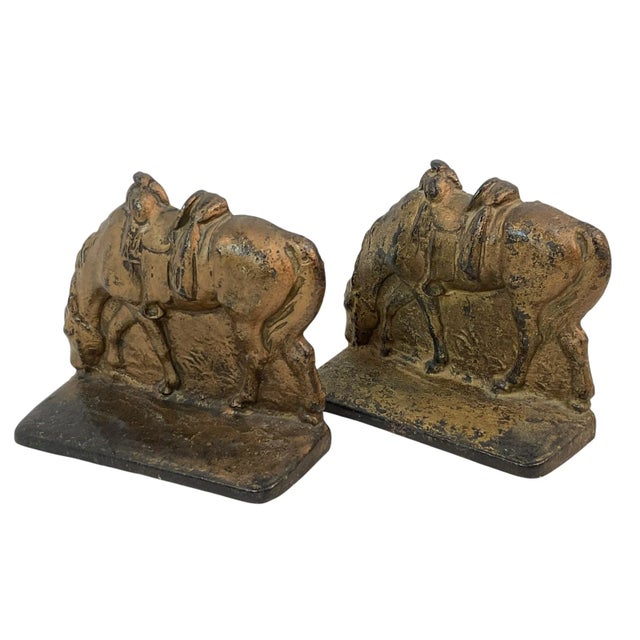 Vintage Cast Iron Grazing Horse Bookends - A Pair For Sale - Image 9 of 10