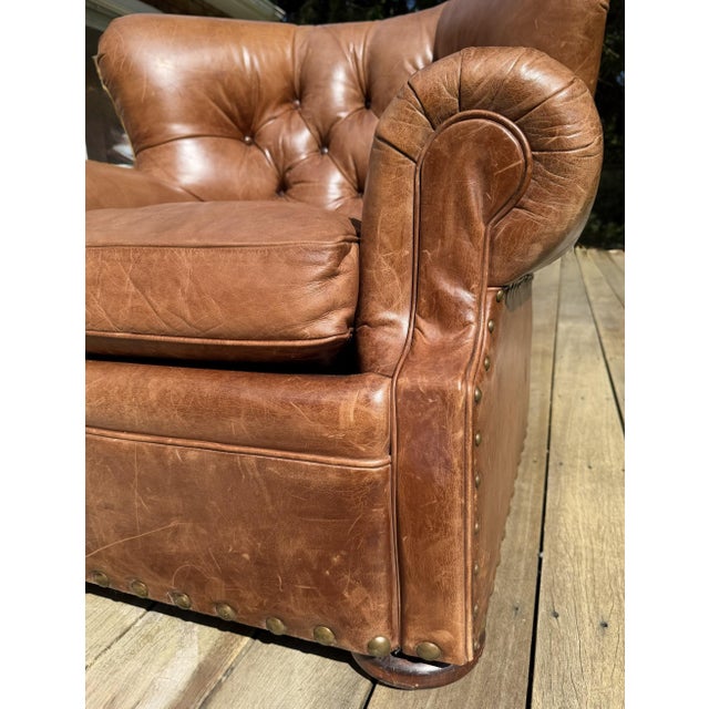 Chair and Ottoman Set in Saddle Toned Leather by Ralph Lauren For Sale - Image 14 of 17