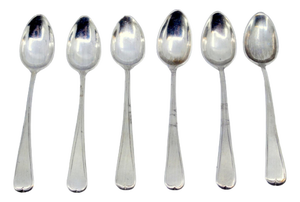 Coffee Spoons in Silver with Beaded Handles, Set of 6