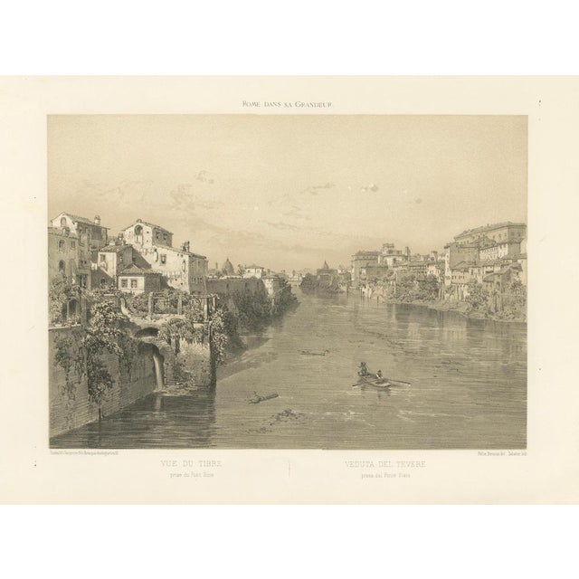 After Bayot, Rome Tiber View from Ponte Sisto, 1869, Print For Sale - Image 3 of 9