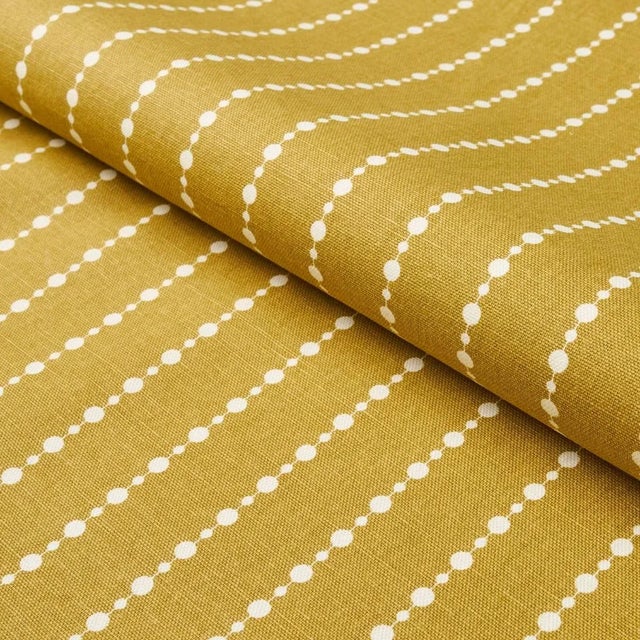 Schumacher x Neisha Crosland Beaded Stripe Fabric in Straw For Sale