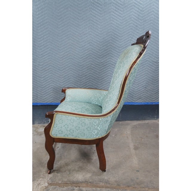 Antique Victorian Walnut Balloon Back Library Parlor Armchair For Sale - Image 15 of 15