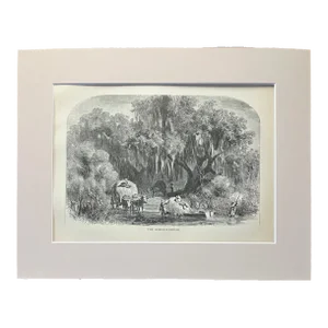 Antique 1874 Wood Engraving "The Moss-Gatherers" LA in Frame-Ready 11x14 Mat