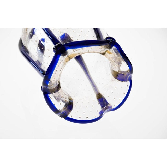 Large Murano Vase with Baloton Bubbles in Gold Leaf and Cobalt Blue Beads, 1960 For Sale - Image 16 of 18