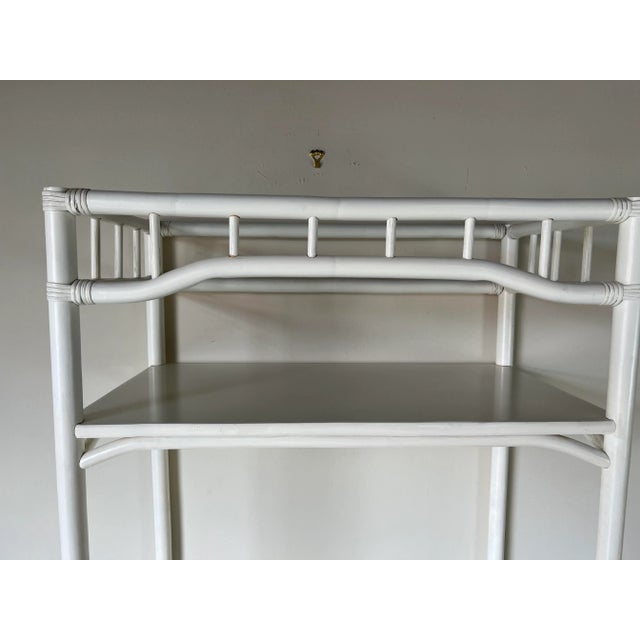 1970s Vintage Bent Rattan White Painted Bookcase For Sale - Image 5 of 13