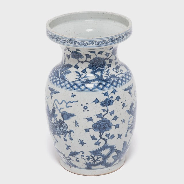 1900 - 1909 Chinese Blue and White Qilin Vase For Sale - Image 5 of 12