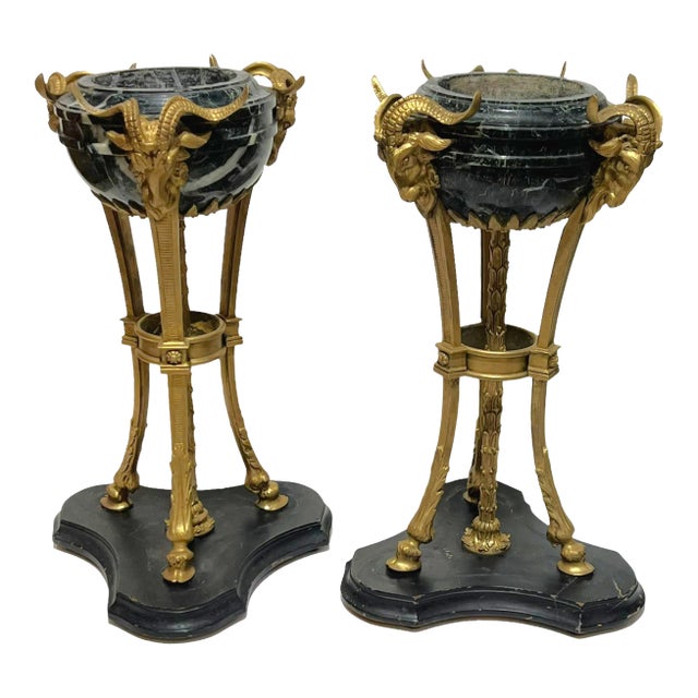 Antique French Bronze and Marble Atheniennes in Louis XVI Style - A Pair For Sale