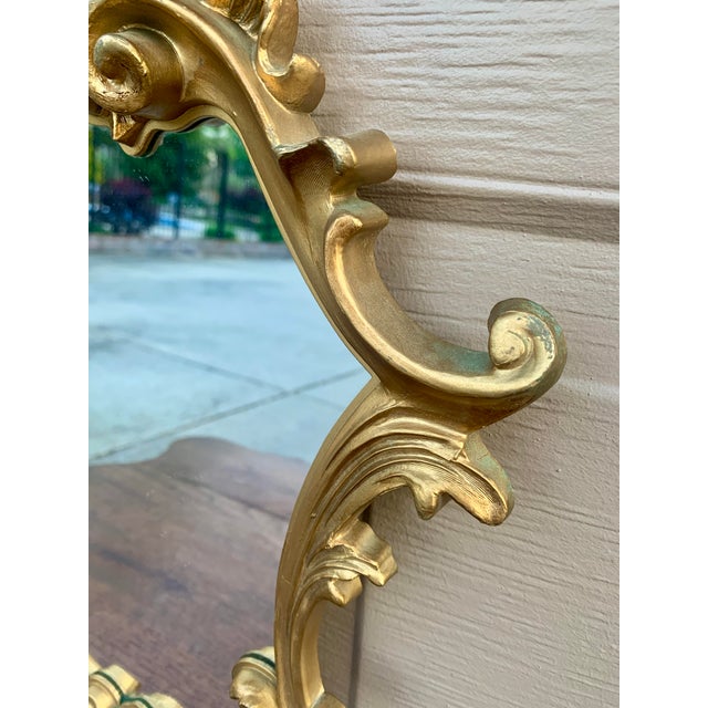 1960s Italian Rococo Style Giltwood Wall Mirror For Sale - Image 5 of 10