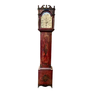 American Federal Grain Painted and Stenciled Tall Clock by Rufus Cole