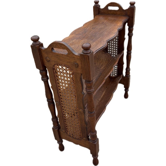 Wood Vintage English Wooden Book Trough With Cane Sides For Sale - Image 7 of 11