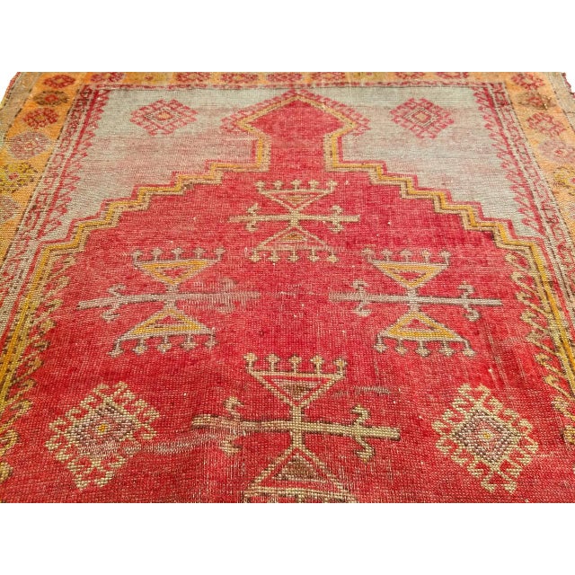 Vintage Turkish Anatolian Prayer Rug, Handwoven Wool, Early 1900s, Red, 4' x 6' For Sale In Chicago - Image 6 of 13