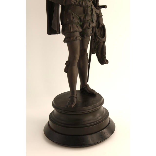 Antique Large Spelter Sculpture of Renaissance Nobleman, French 19th Century For Sale - Image 12 of 15