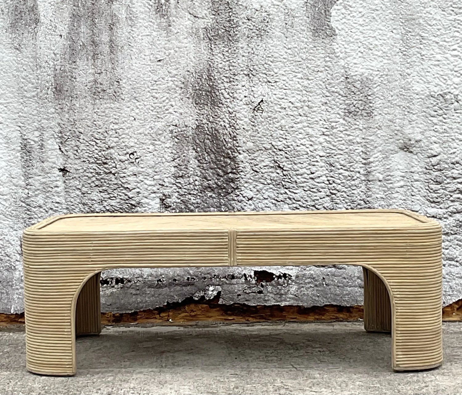 Vintage Coastal Pencil Reed Coffee Table - Side view