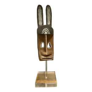 Vintage African Dogon Rabbit Mask From Mali on Acrylic Stand