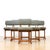 Set of six Danish dining chairs crafted in solid teak, featuring sculptural pedestal bases and clean Scandinavian lines....