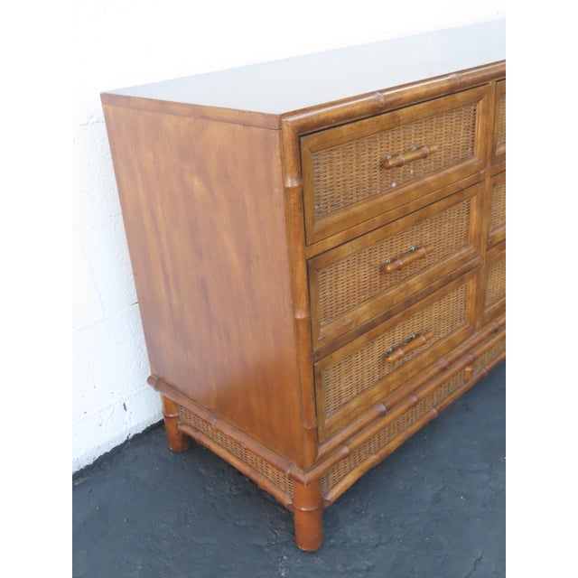 American of Martinsville Hollywood Regency Woven Rattan Dresser 6448 For Sale - Image 14 of 18