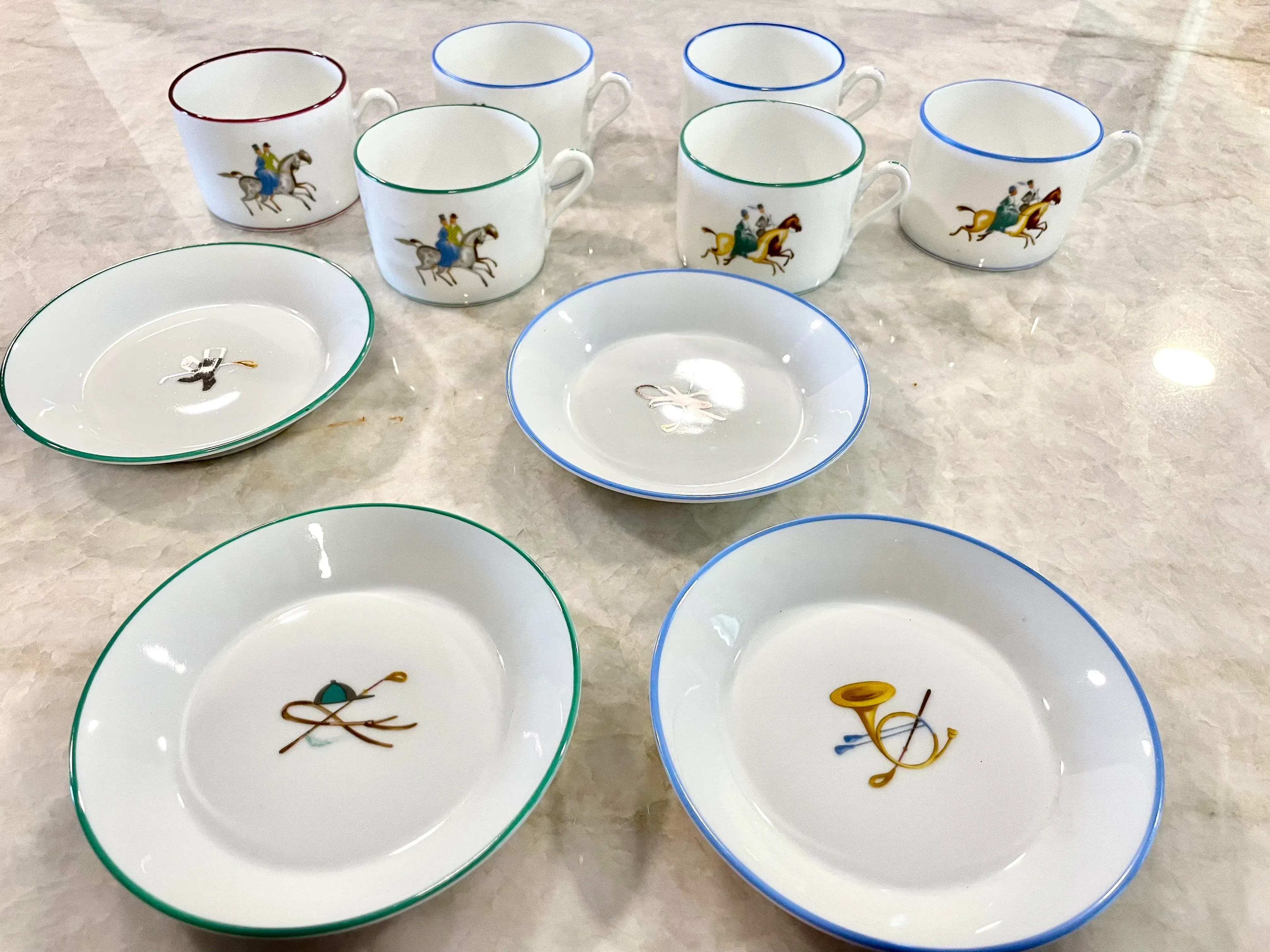 1930s Gio Ponti for Richard Ginori Tea Set with Equestrian Motif