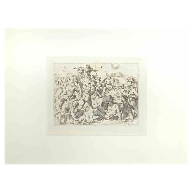 Giovanni Lanfranco (Terenzo, 1582, Rome, 1647), Joshua 10, Old Testament Story, 1607, Etching For Sale
