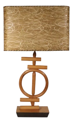 Mid Century Bamboo Table Lamp With Original Shade