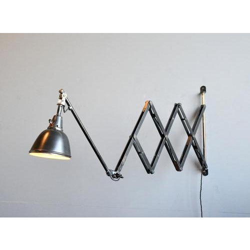 Metal Wall Mounted Scissor Lamp by Midgard 1930s, 1890s For Sale - Image 7 of 14