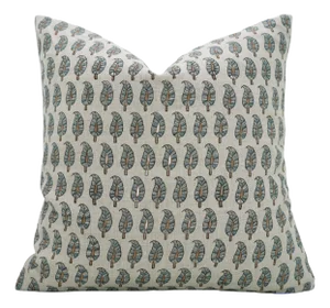 Floral Home Decor Cushion Cover Pure Linen 18x18 Inch- Lil Paisley