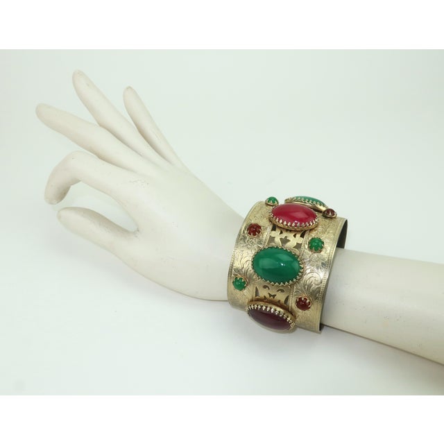 Vintage Asian Style Faux Cabochon Cuff Bracelet For Sale - Image 13 of 13