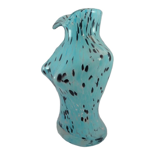 Vintage MCM Murano Style Large Glass Vase Woman's Torso For Sale