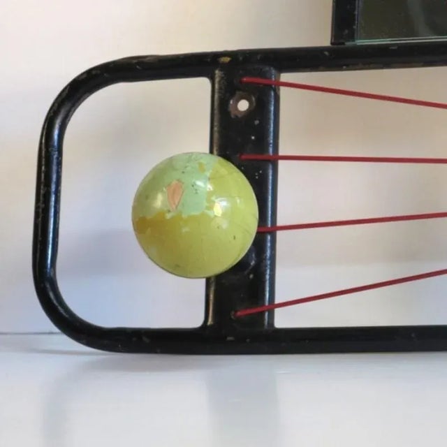 French Coat Rack with Balls and Mirror, 1950s For Sale - Image 4 of 8