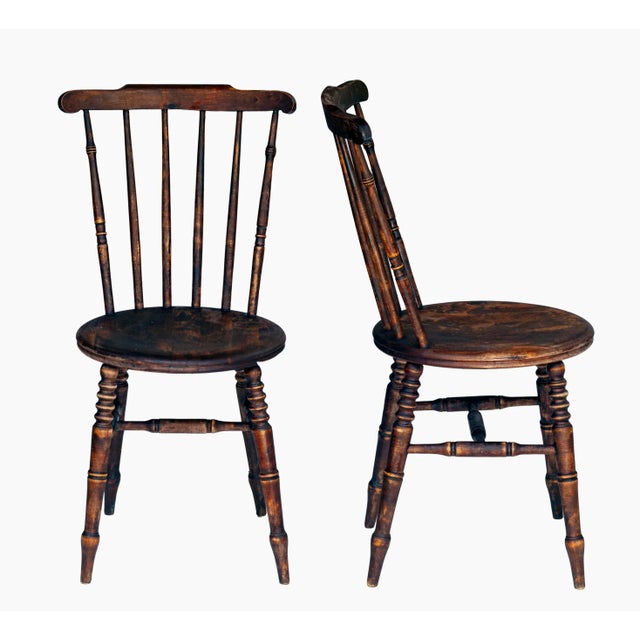 Late 18th Century Pair; Late 18 Century Wooden Spindle Chairs For Sale - Image 5 of 12