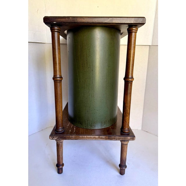 Brandt Traditional "Diplomat" Faux Bamboo and Green Metal Wastebasket by Brandt For Sale - Image 4 of 12