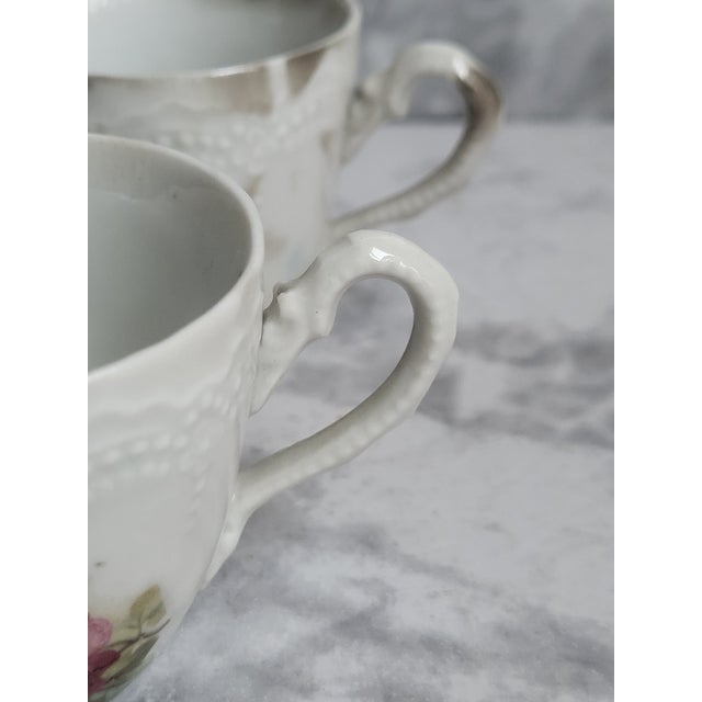 Late 19th Century Hand Painted Peonies on Porcelain Leuchtenburg,Germany Demitasse Tea Cups - 4 pcs For Sale In San Francisco - Image 6 of 12