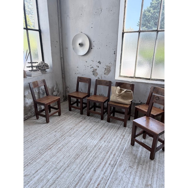 Folk Art Chairs in Savoyard Pine, 1950s, Set of 6 For Sale - Image 4 of 18