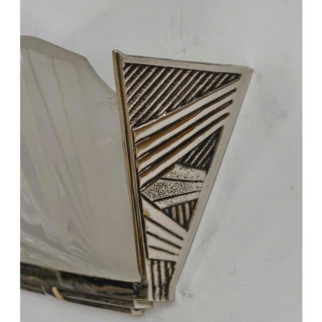 A Pair French Art Deco Wall Sconces by Hettier Et Vincent & Muller Freres 1930 France - 3 Pairs Available For Sale - Image 11 of 12