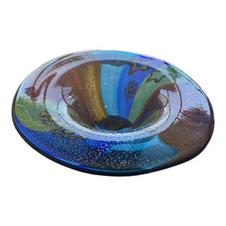 1990s Rainbow Blue Green Red Orange & White Millefiori Murano Attributed Glass Bowl For Sale