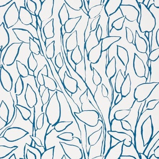 SAMPLE - Schumacher Solandra Vine Wallpaper In Navy For Sale