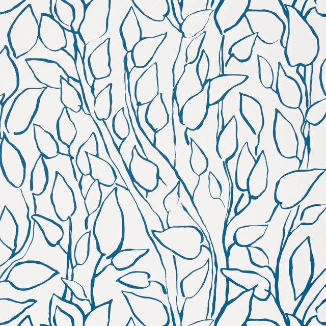 SAMPLE - Schumacher Solandra Vine Wallpaper In Navy For Sale
