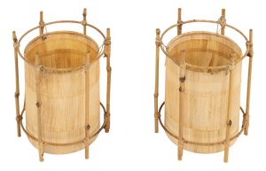 Mid-Century Modern Bamboo and Rattan Table Lamps, 1970s, Set of 2