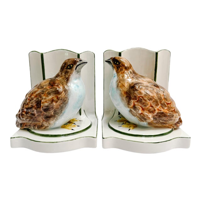 Vintage Nora Fenton Italian Porcelain Quail Bookends - A Pair For Sale