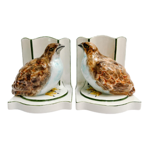Vintage Nora Fenton Italian Porcelain Quail Bookends - A Pair