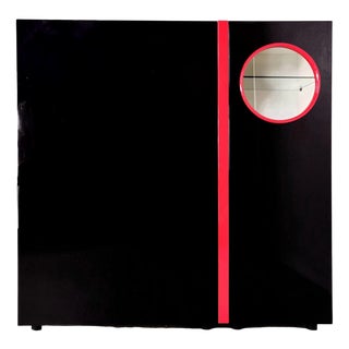 Mobile Bar or Highboard in Black Lacquered Wood by Giotto Stoppino and Ludovico Acerbis for Acerbis, 1984 For Sale