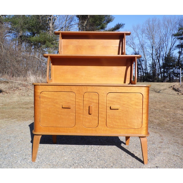 Vintage Mid Century Modern Thaden Jordan Birch Bentwood Sideboard Hutch
