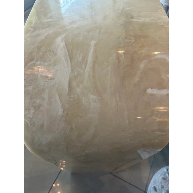 Vintage Onyx Marble Stone Waterfall Modern Console Entry Way Table For Sale - Image 11 of 12