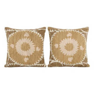 Uzbek Cotton Suzani Pillow Cover 24'' X 24'' - Set of Two For Sale