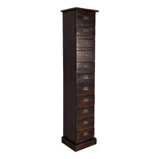 Italian Tall Chest of Drawers in Wood with Metal Handles, 1930s For Sale