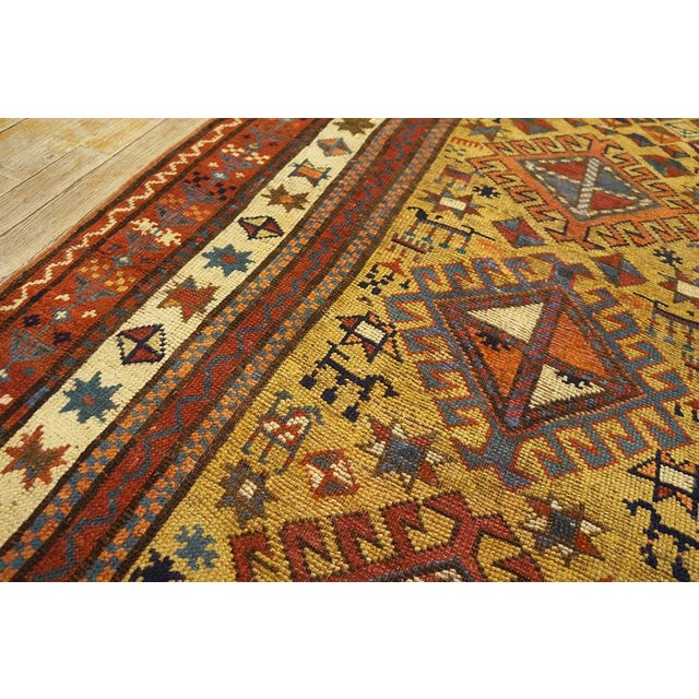 1880s Goldenord Diamond Tribal Antique S. Caucasian Carpet 3'6'' X 8'9'' Knotted Wool Runner Rug For Sale - Image 9 of 12