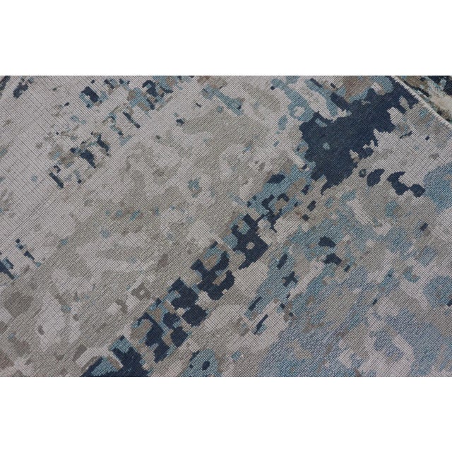 Modern Indian Abstract Bamboo Silk and Wool Gallery Runner in Earthy Tones For Sale - Image 11 of 12