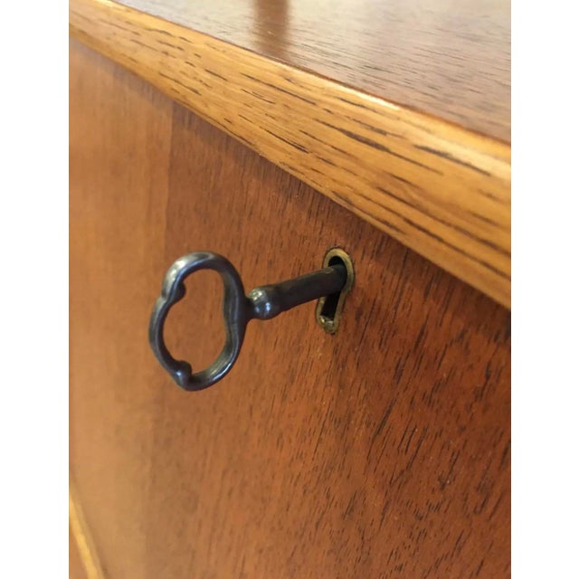 Brown 1960s Mid Century Drop Lid Secretariat/Writing Desk, Drawer, Bookshelf Unit For Sale - Image 8 of 12